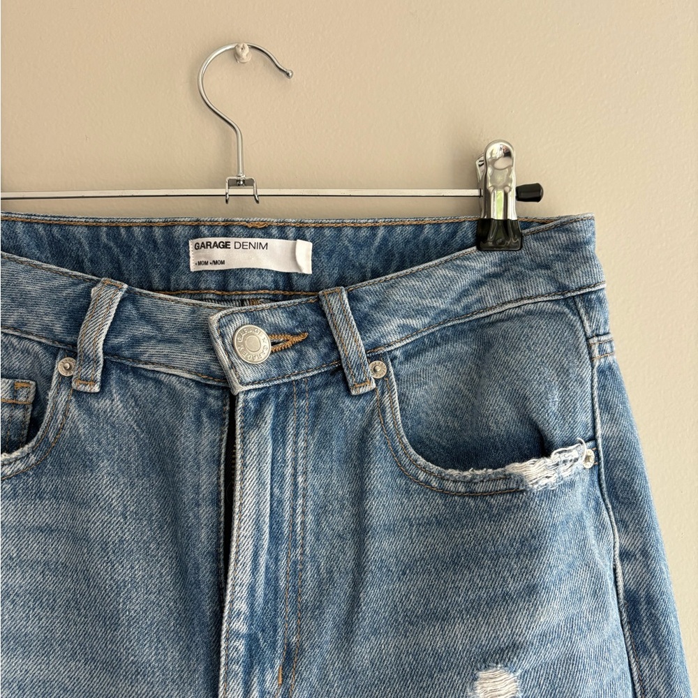 Distressed Blue Women's Mom Jeans From Garage - Picture 2 of 5
